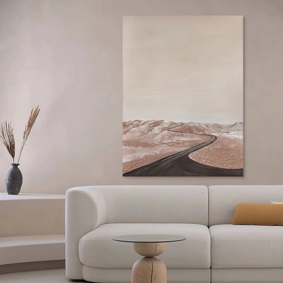 Original Beige Abstract Painting Beige Abstract Landscape Painting Beige Sky Painting Bedroom Wall Art Acrylic Painting Abstract Wall Art - Image 3