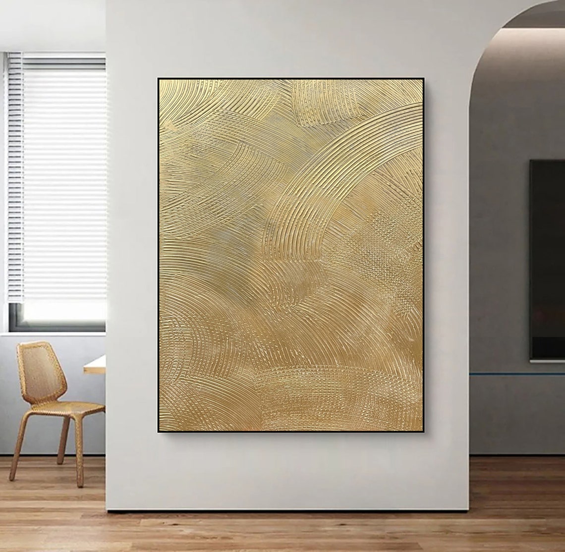 Gold Textured Engraved Swirl Glam Luxury Abstract Art Poster - Image 4