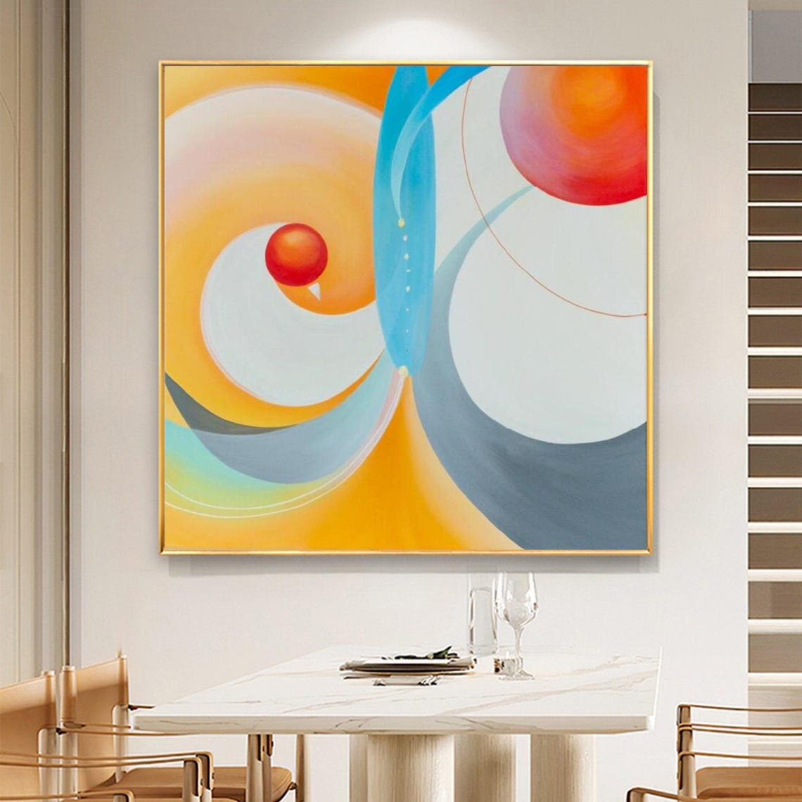 Colorful Orange Blue Cosmic Orbit Swirls Abstract Art Poster - Image 5