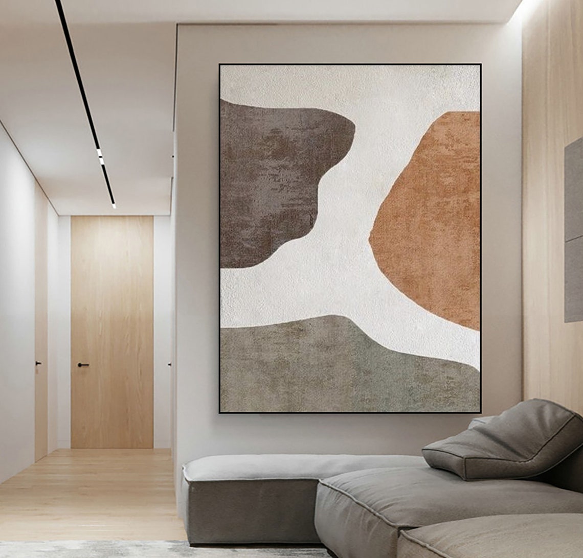 Framed Neutral Beige Brown Terracotta Abstract Shapes Poster - Image 2