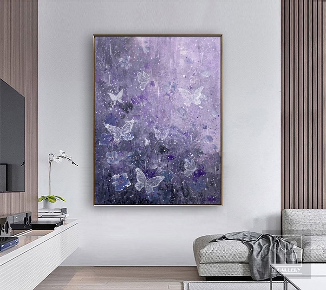 Lavender Purple Butterfly Garden Dreamy Floral Painting Poster - Image 5