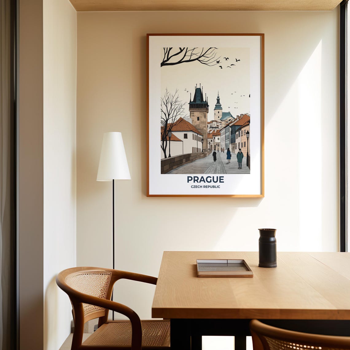 Prague Old Town Street with Historic Towers Minimalist Travel Poster - Image 6