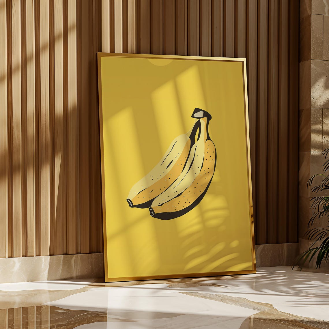 Pop Art Banana Illustration On A Bold Yellow Kitchen Wall Poster - Image 5