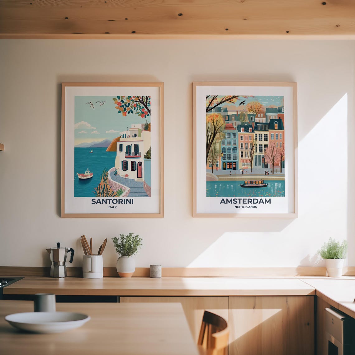 Santorini Travel Poster Santorini Poster Santorini Travel Print Santorini City Print Travel Print Travel Poster Santorini Wall Decor - Image 2