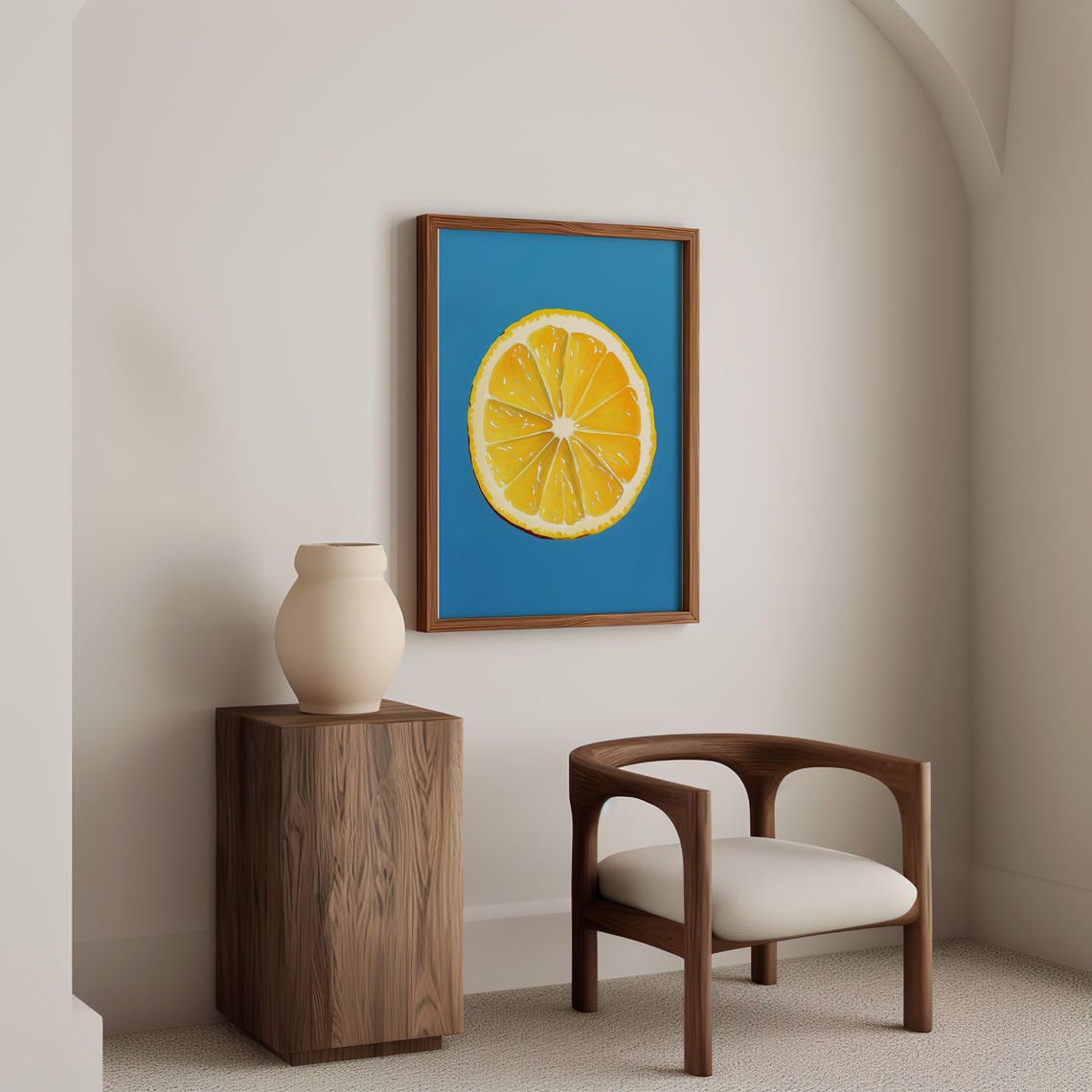 Giant Pop Art Lemon Slice on Bright Blue Background Wall Art - Image 6