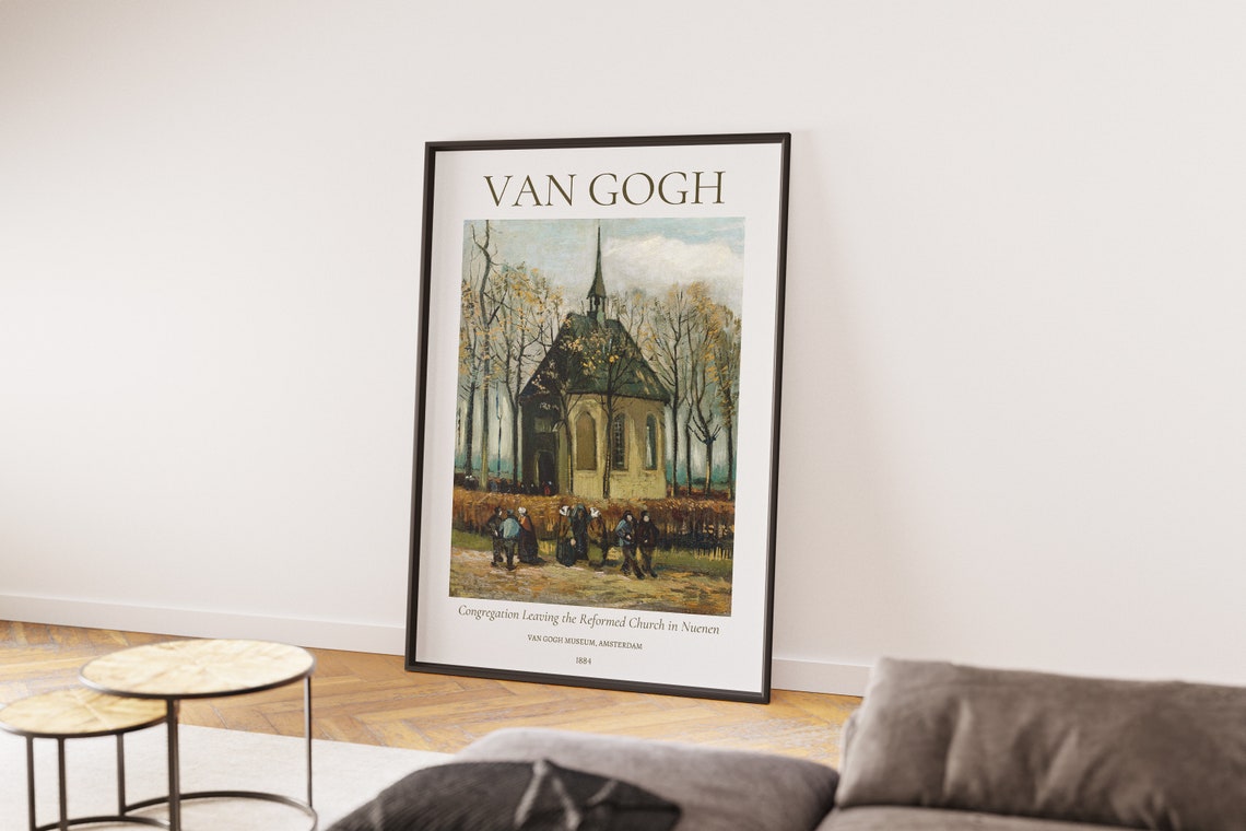 Van Gogh Congregation Leaving Reformed Church Nuenen 1884 Art Poster - Image 2
