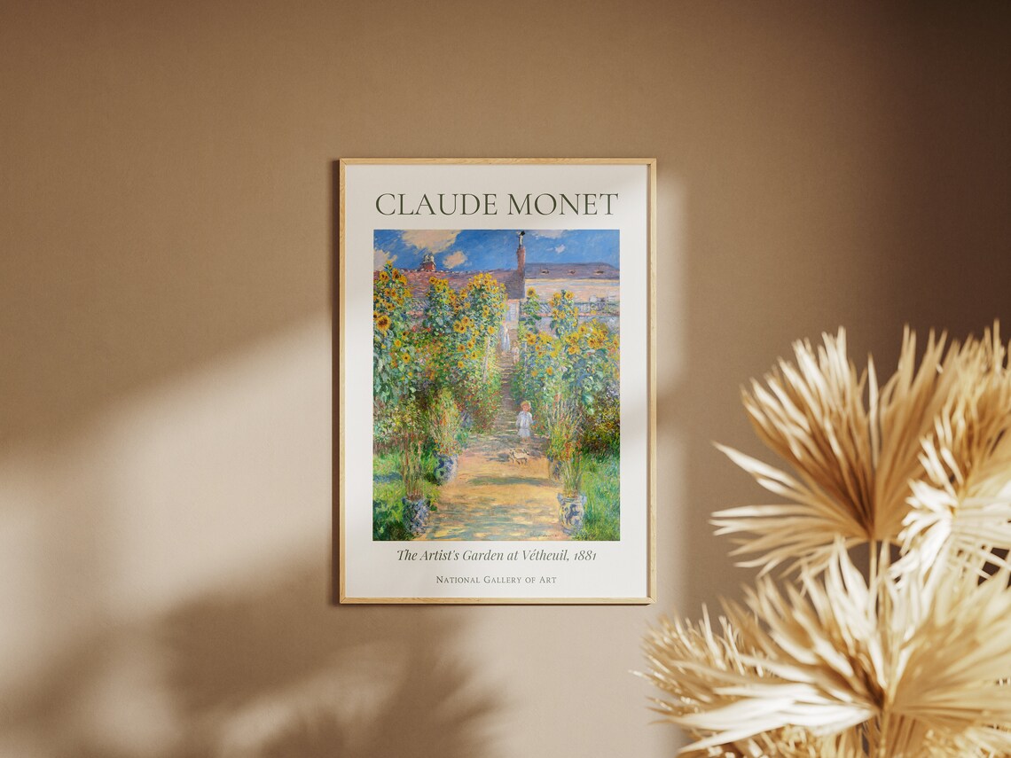 Monet The Artists Garden at Vetheuil Sunflowers 1881 Landscape Art Poster - Image 7