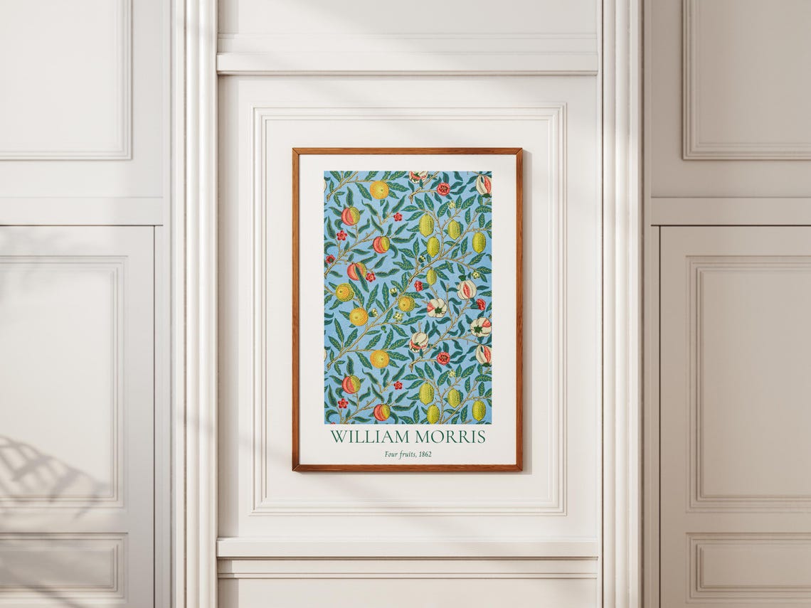 William Morris Four Fruits Blue Orchard Pattern Exhibition Wall Art - Image 7