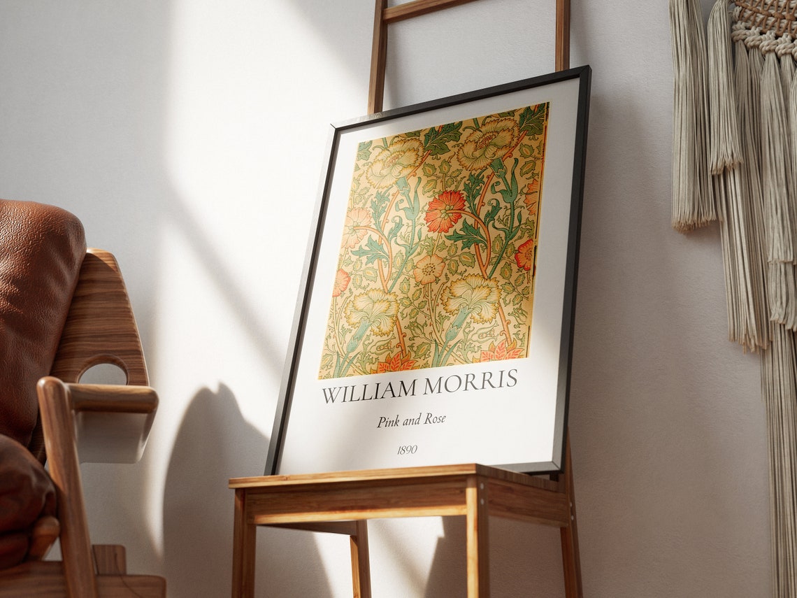 William Morris Pink and Rose 1890 Floral Pattern Vintage Wall Poster - Image 7