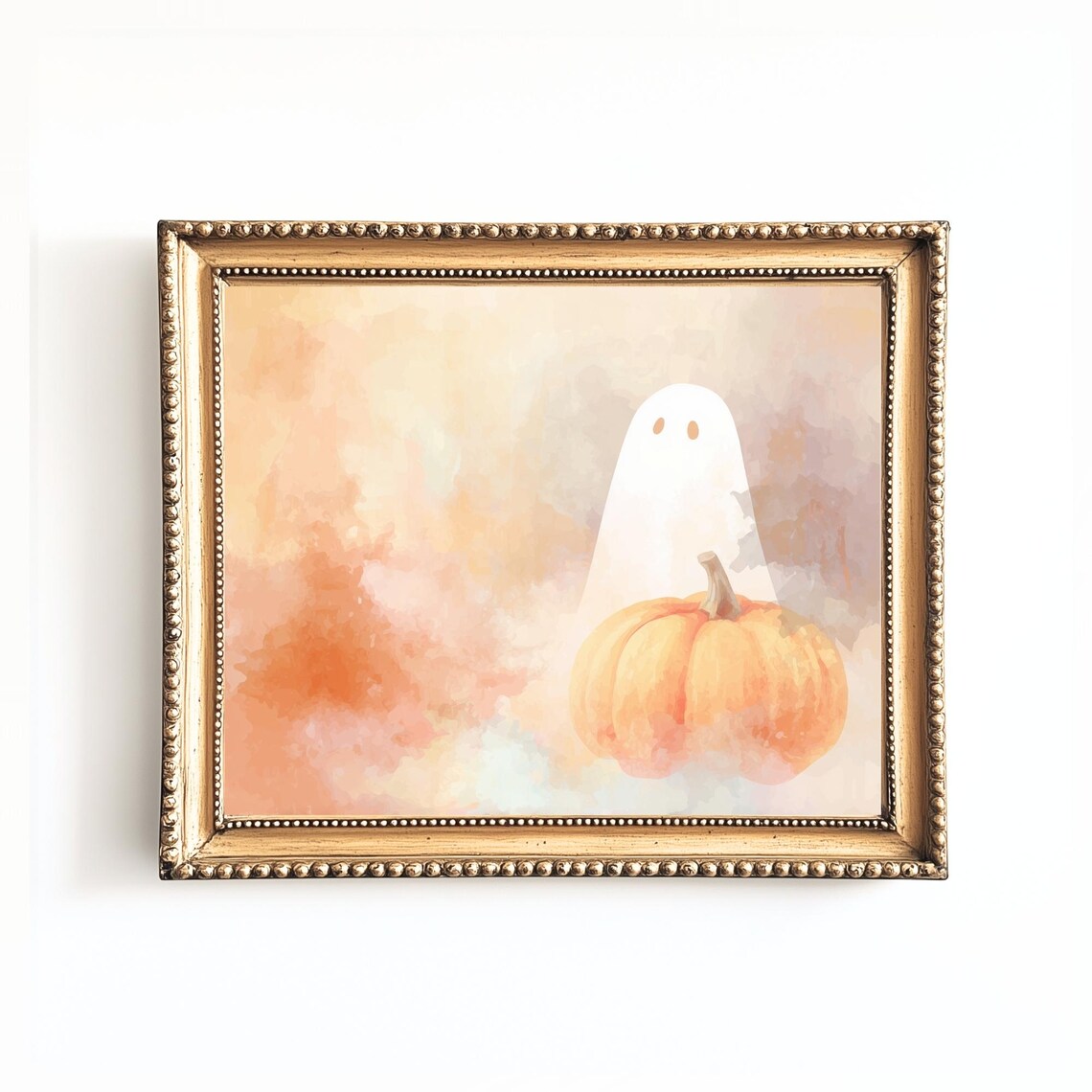 Pastel Halloween Print Watercolor Pumpkin Nursery Art