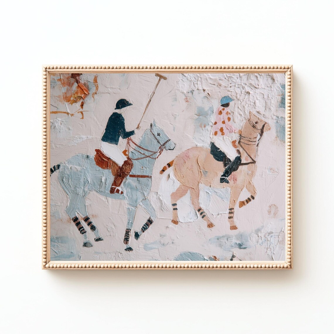 Polo Players Pastel Painting Equestrian Sports Horse Art Print