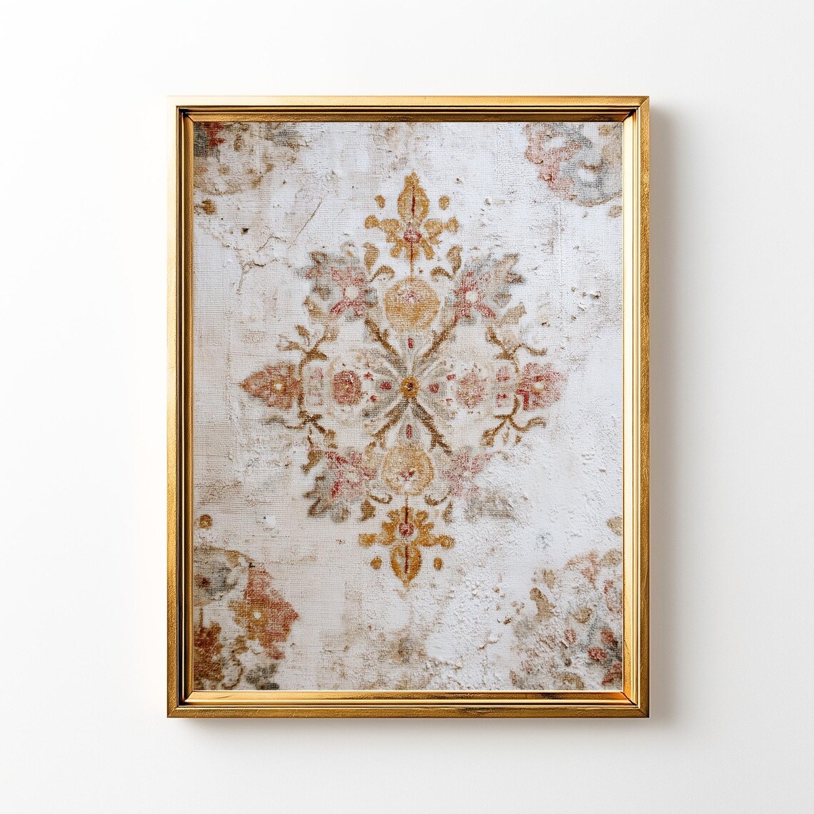 Vintage Tapestry Wall Art, Rustic Floral Rug Print