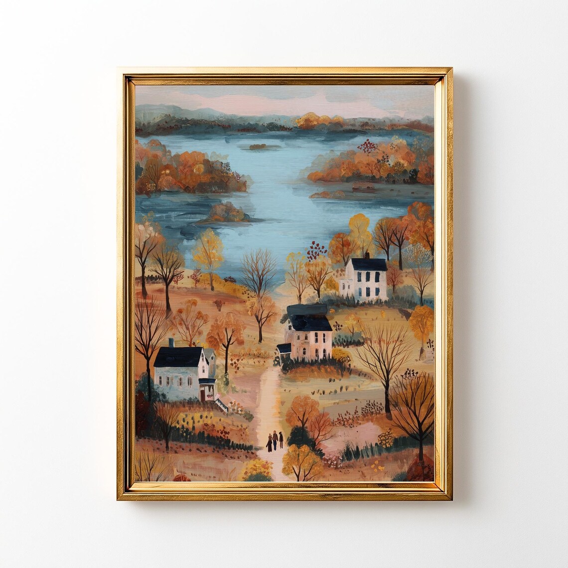 Fall Countryside Landscape Art Print Cozy Autumn Scene