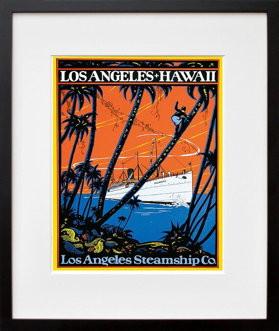 Hawaii Painting Steamship Print Hawaiian Cruise Ship Art Travel Poster Tr88a