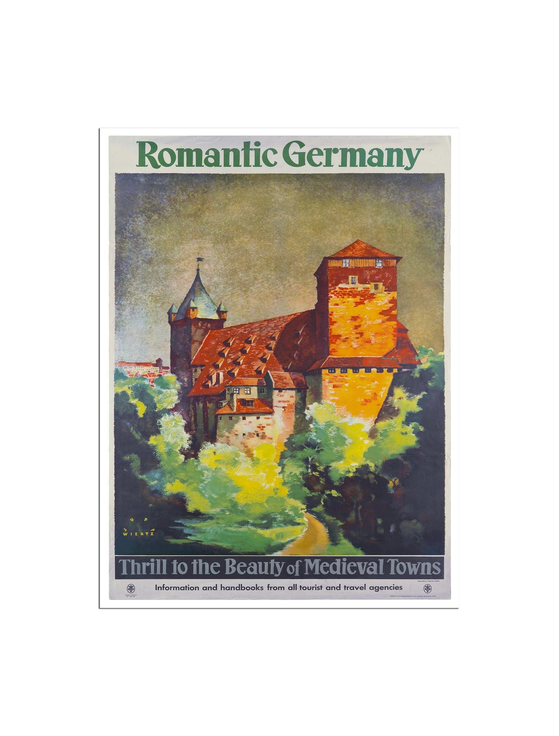 Romantic Germany Medieval Towns Castle Vintage Travel Poster Art