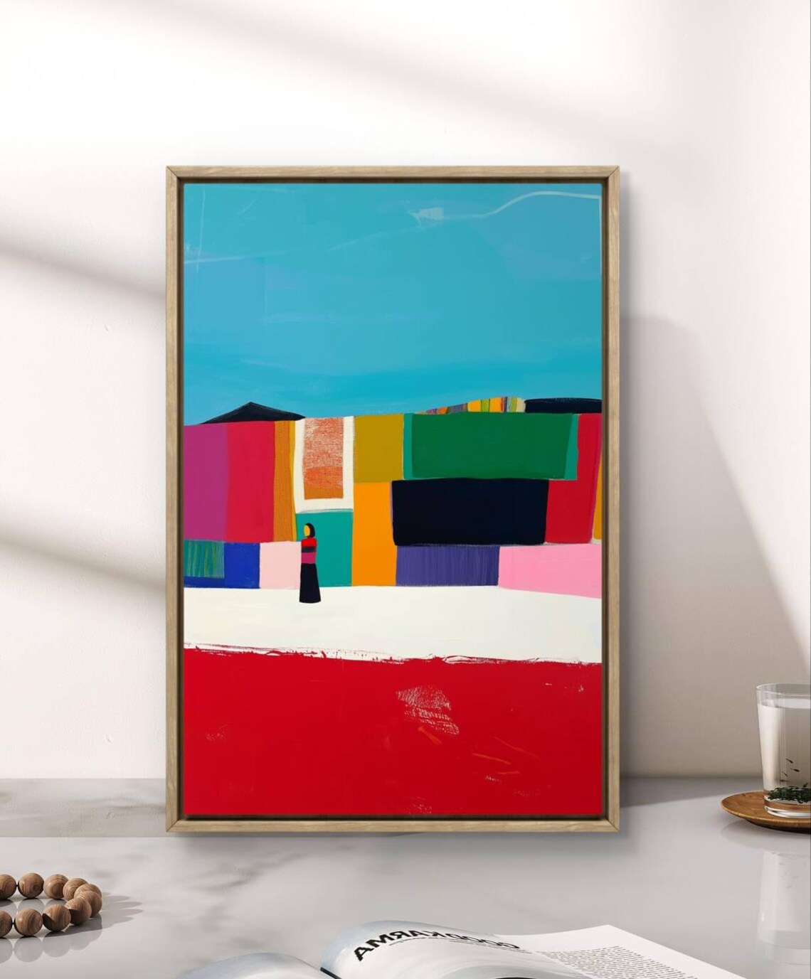 Modern Woman Cityscape Oil Painting Abstract Art