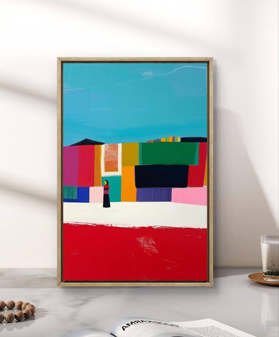 Modern Woman Cityscape Oil Painting Abstract Art