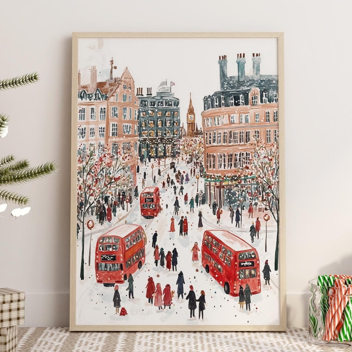 London Winter Retro City Art Print