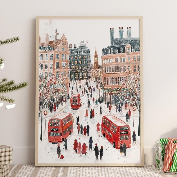 London Winter Retro City Art Print