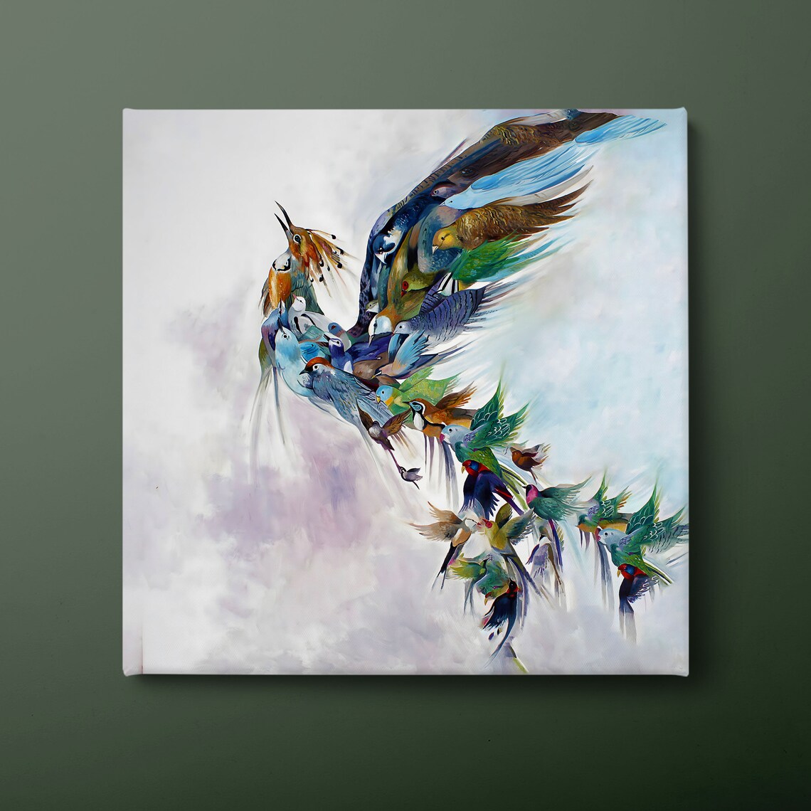 Phoenix Rising Bird Print, Mythological Simurgh