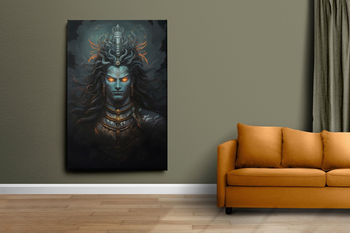 Fierce Lord Shiva Portrait Dark Fantasy Hindu Deity Art Poster - Image 3