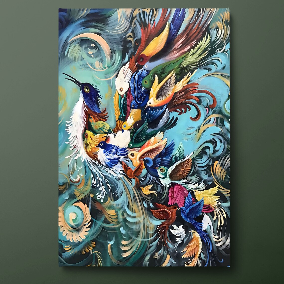 Simurgh Bird Print, Phoenix Bird Wall Art