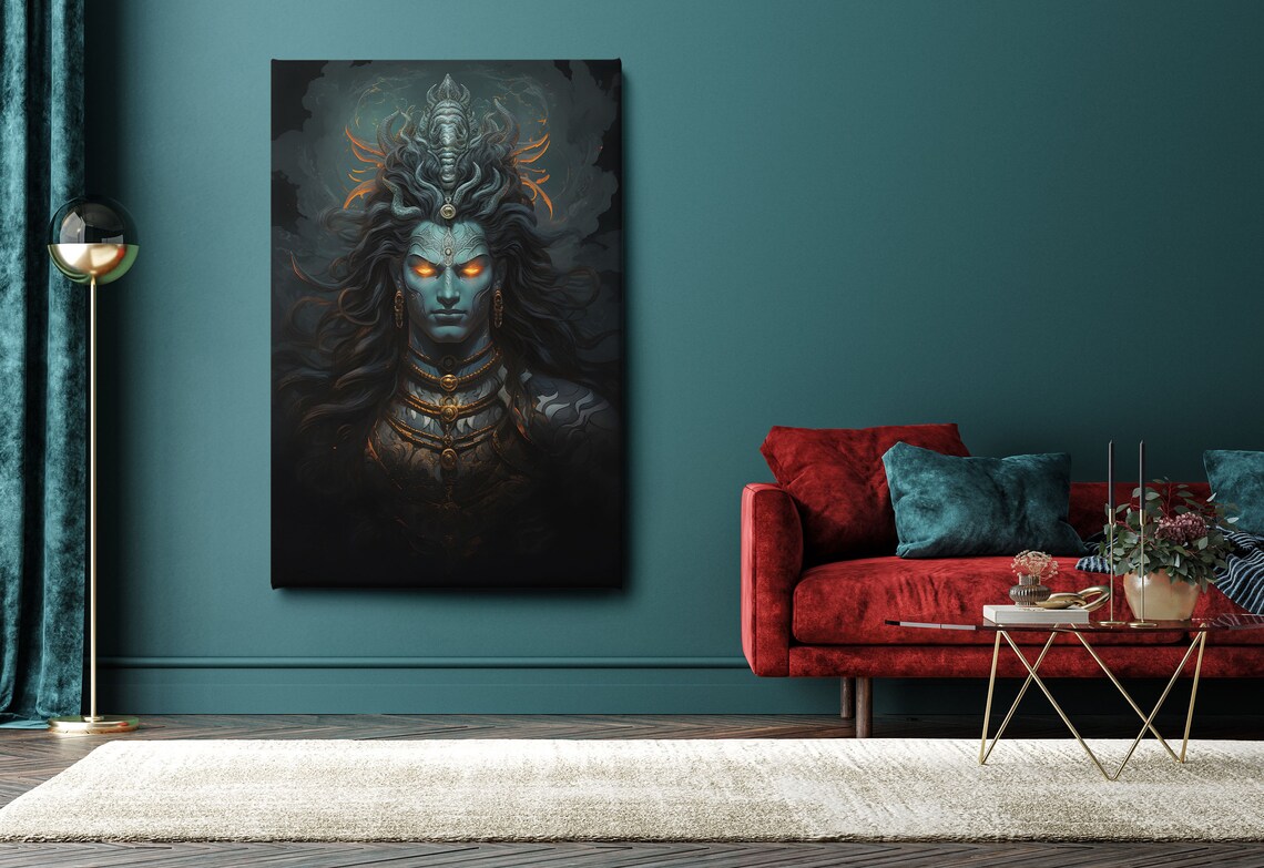 Fierce Lord Shiva Portrait Dark Fantasy Hindu Deity Art Poster - Image 2