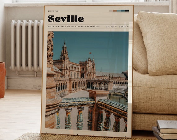 Seville Travel Print Spanish Wall Art Kitchen Poster Gift For Her Living Room Decor Personalised Cityscape