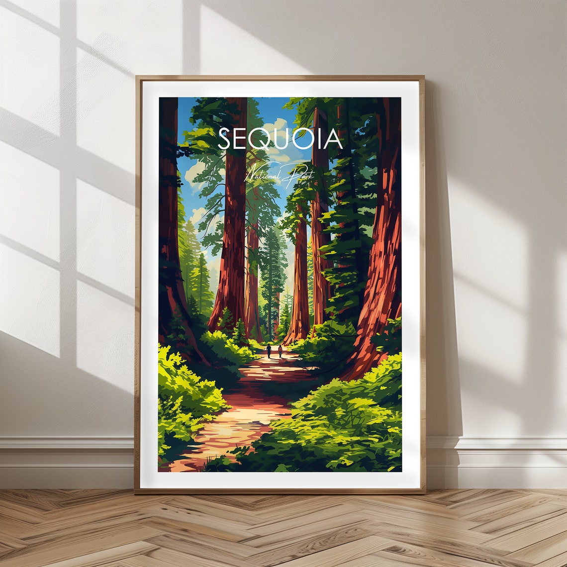 Sequoia National Park Trail Through Giant Redwood Trees Travel Poster