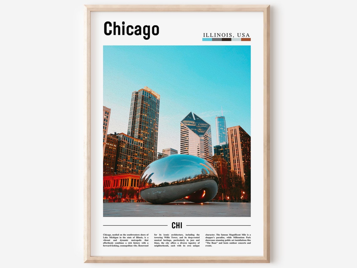 Chicago Print Chicago Poster Chicago Wall Art United States Photo United States Poster United States Print