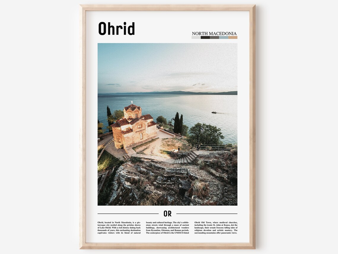 Ohrid North Macedonia Lakeside Church Lake Ohrid Travel Poster