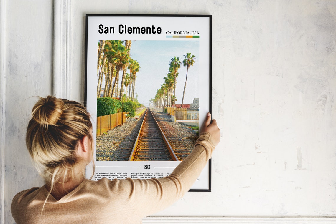 San Clemente Print San Clemente Poster San Clemente Wall Art Oil Painting Poster City Print City Artwork Travel Artwork Travel Wall Art - Image 2