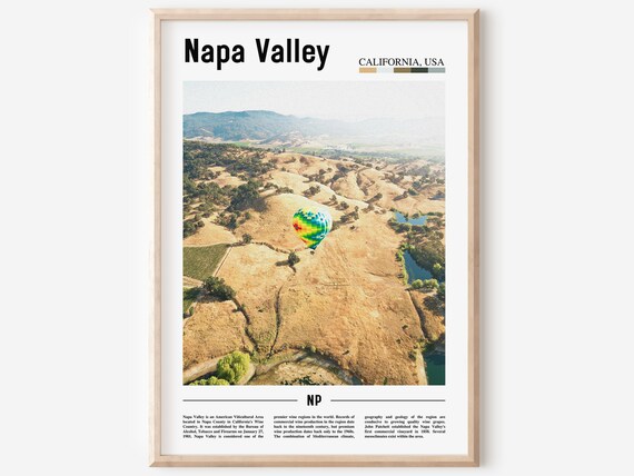 Napa Valley California Hot Air Balloon Vineyard Travel Photo Poster