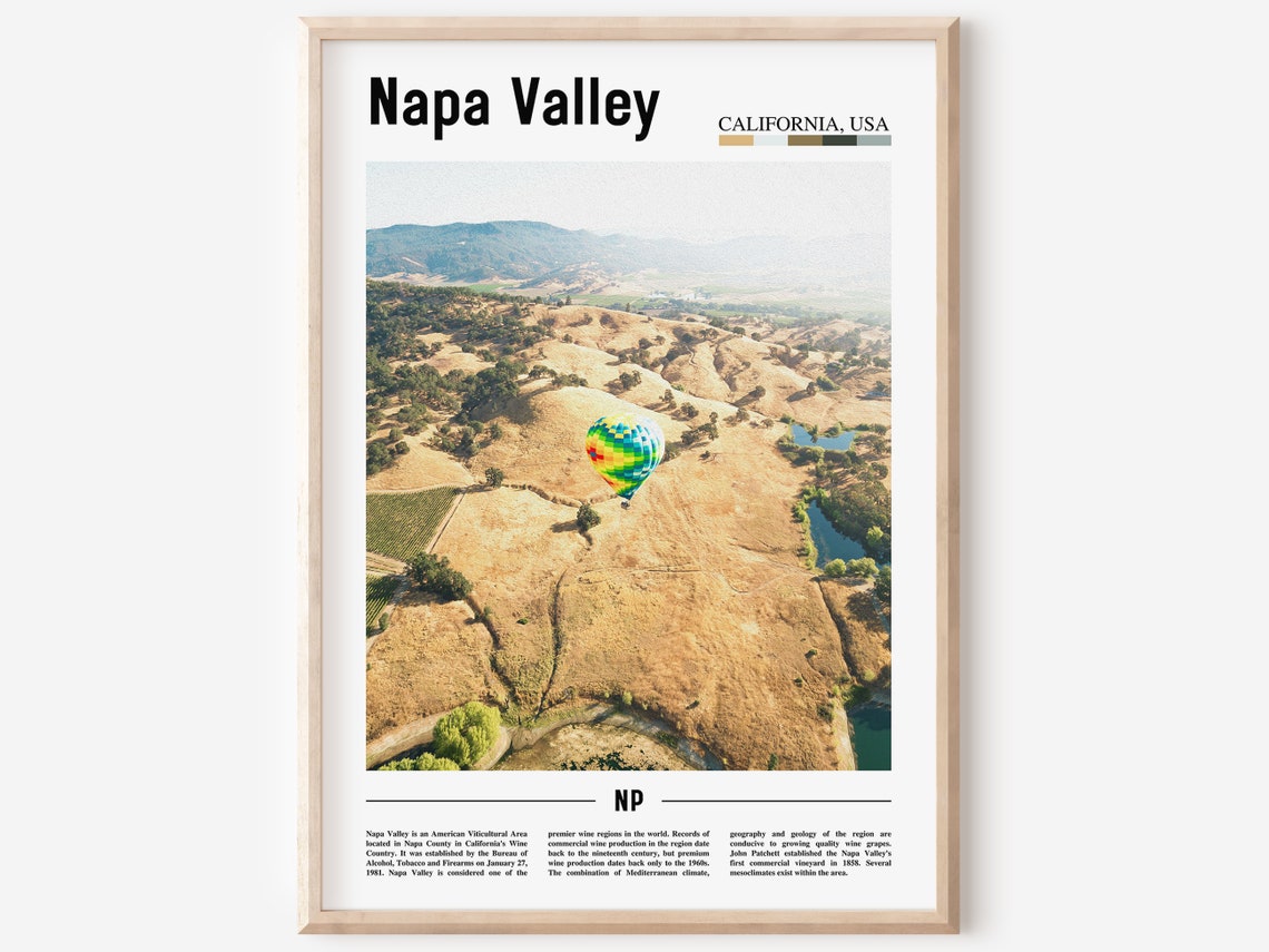 Napa Valley Print Napa Valley Poster Napa Valley Wall Art Minimal Travel Print Minimal City Poster Travel Destination Oil Painting Poster