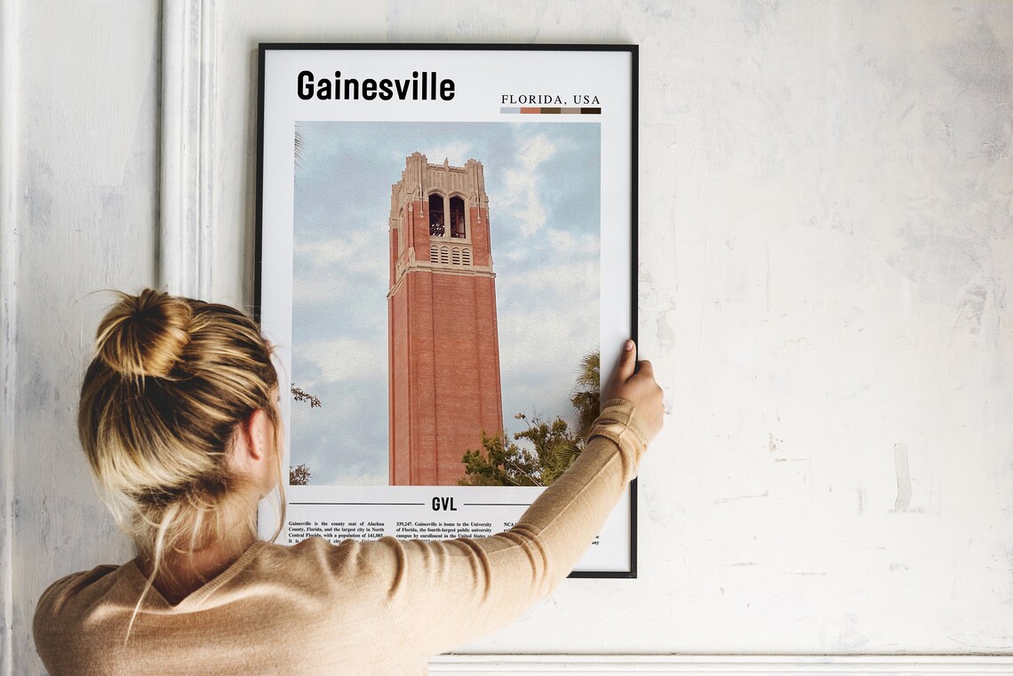 Gainesville Florida University Tower Landmark City Travel Poster - Image 2