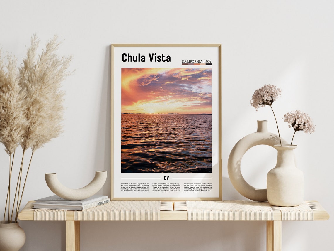Chula Vista Print Chula Vista Poster Chula Vista Wall Art Minimal Travel Print Minimal City Poster Travel Destination Oil Painting Poster - Image 3