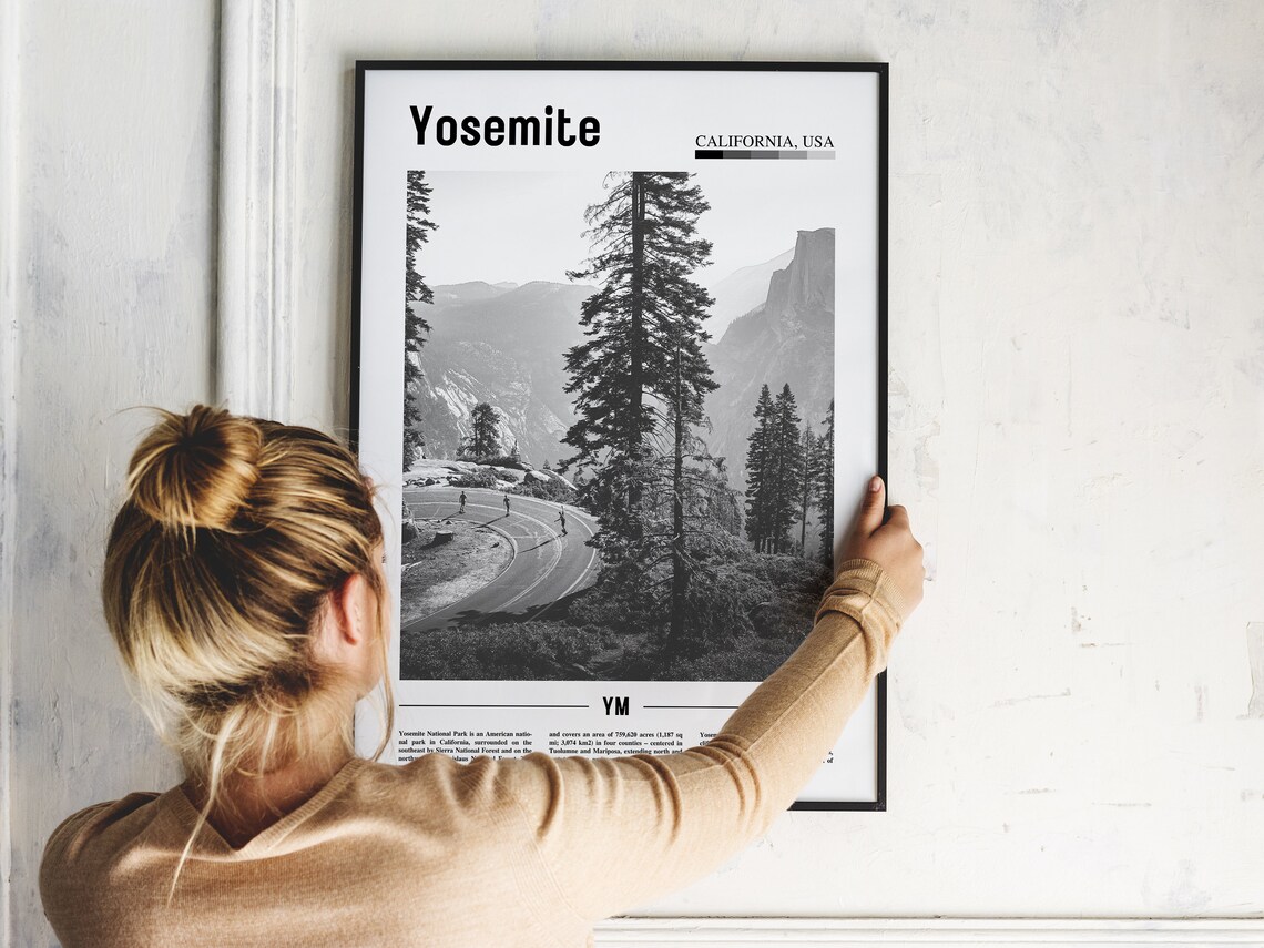 Yosemite California Black and White National Park Photo Poster - Image 2