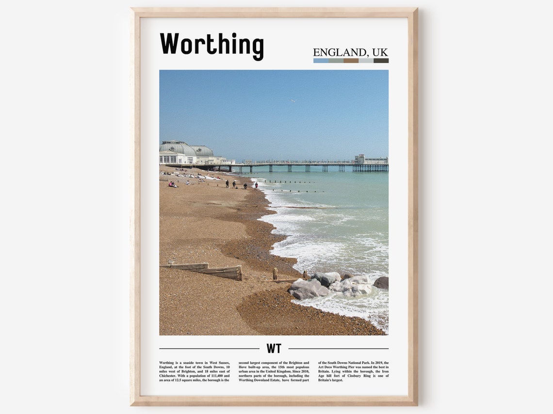 Worthing Print Worthing Poster Worthing Wall Art Oil Painting Poster Colorful City Print City Artwork Travel Artwork Travel Wall Art