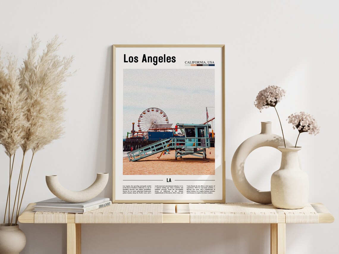 Los Angeles California Santa Monica Pier Ferris Wheel Beach Poster - Image 3