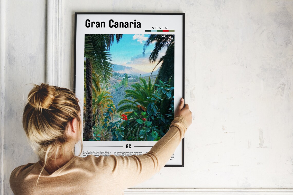 Gran Canaria Spain Tropical Palm Valley Lush Photo Travel Poster - Image 2
