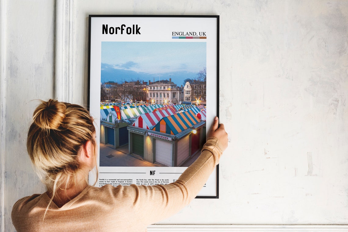 Norfolk Print Norfolk Poster Norfolk Wall Art Oil Painting Poster Colorful City Print City Artwork Travel Artwork Travel Wall Art - Image 2
