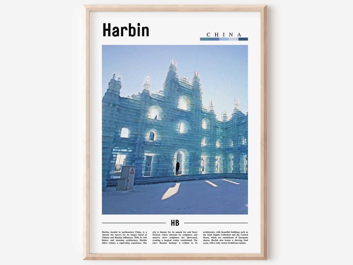 Harbin China Winter Ice Castle Snow Sculpture Festival Photo Poster