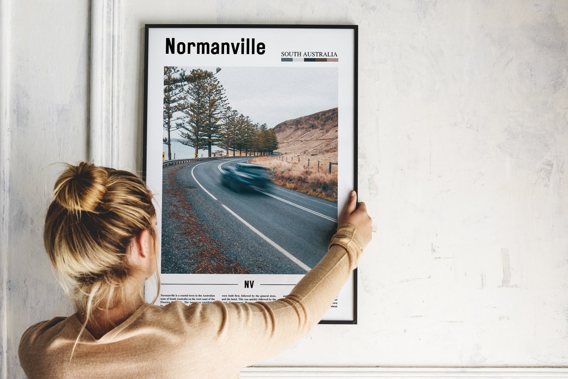Normanville Print Normanville Poster Normanville Wall Art Minimal Travel Print Minimal City Poster Travel Destination Oil Painting Poster - Image 2