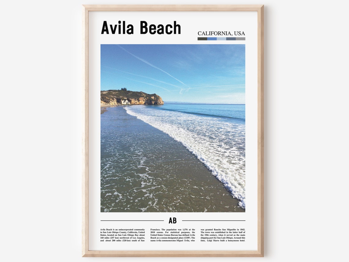 Avila Beach Print Avila Beach Poster Avila Beach Wall Art Oil Painting Poster City Print City Artwork Travel Artwork Travel Wall Art