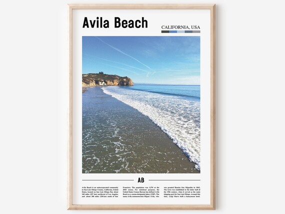 Avila Beach California Rolling Surf on Curved Shoreline Poster