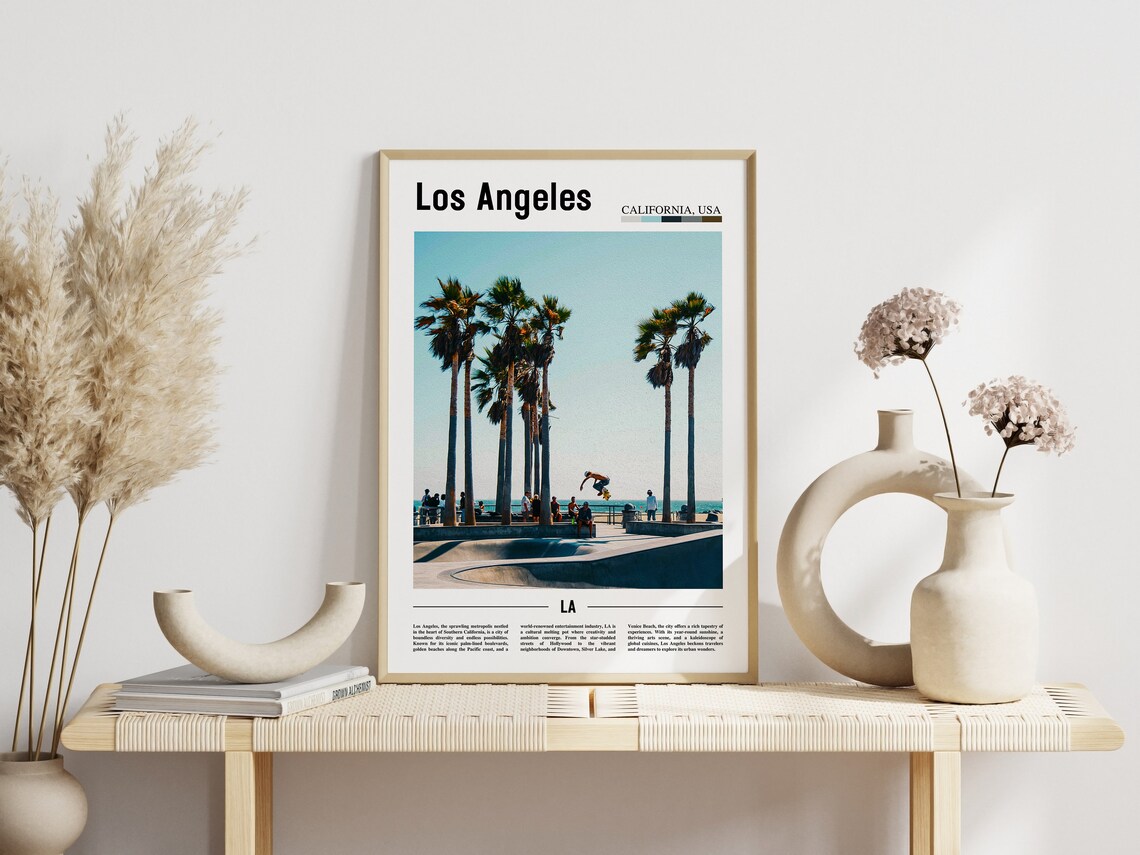 Los Angeles Skate Park Palm Trees California USA Travel Poster - Image 3