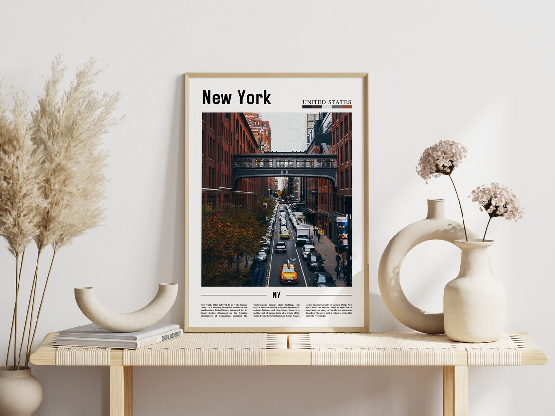 New York Chelsea Vintage Skybridge Street Yellow Cabs Photo Poster - Image 3