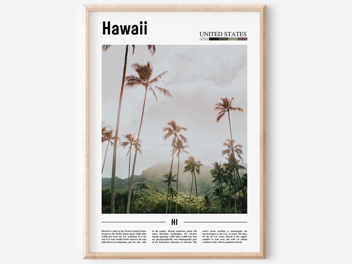 Hawaii Palm Trees Lush Green Valley Misty Tropical Photo Poster