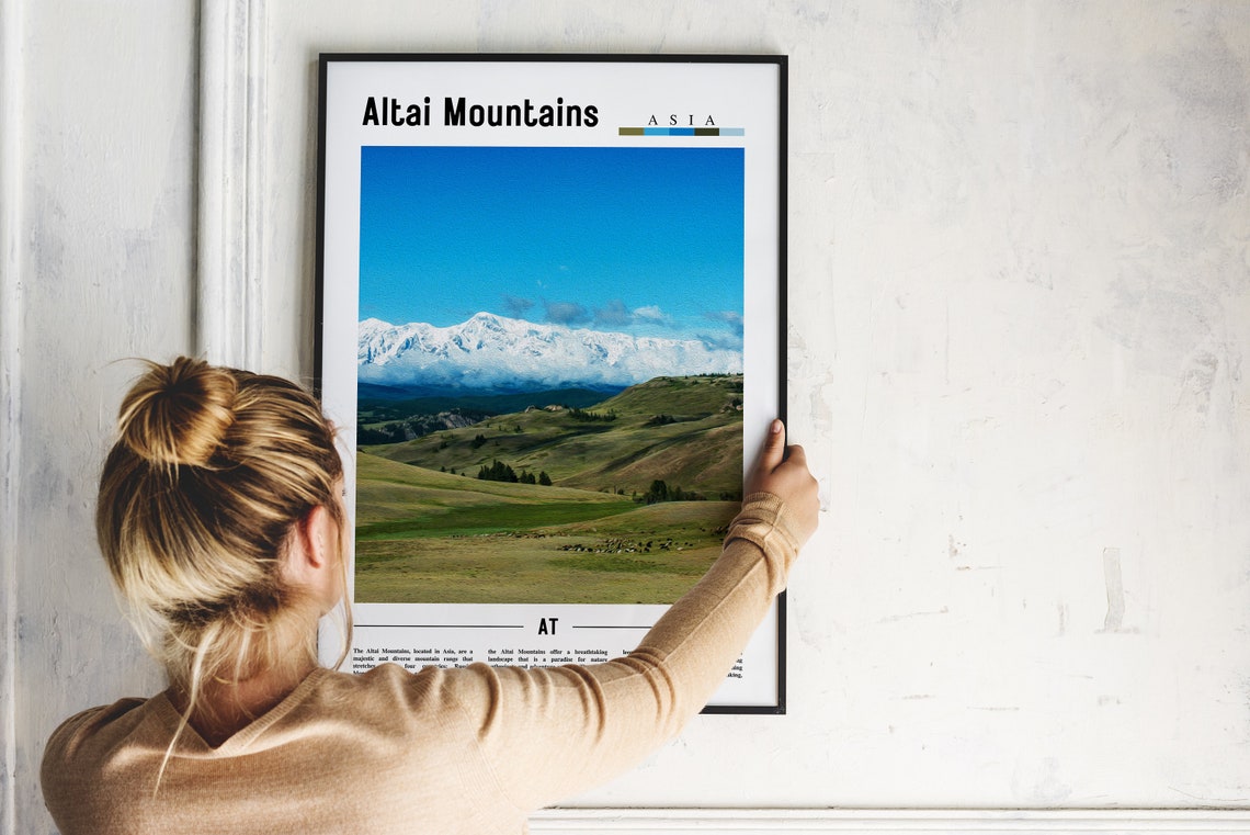 Altai Mountains Asia Snowcapped Peaks Meadow Landscape Poster - Image 2