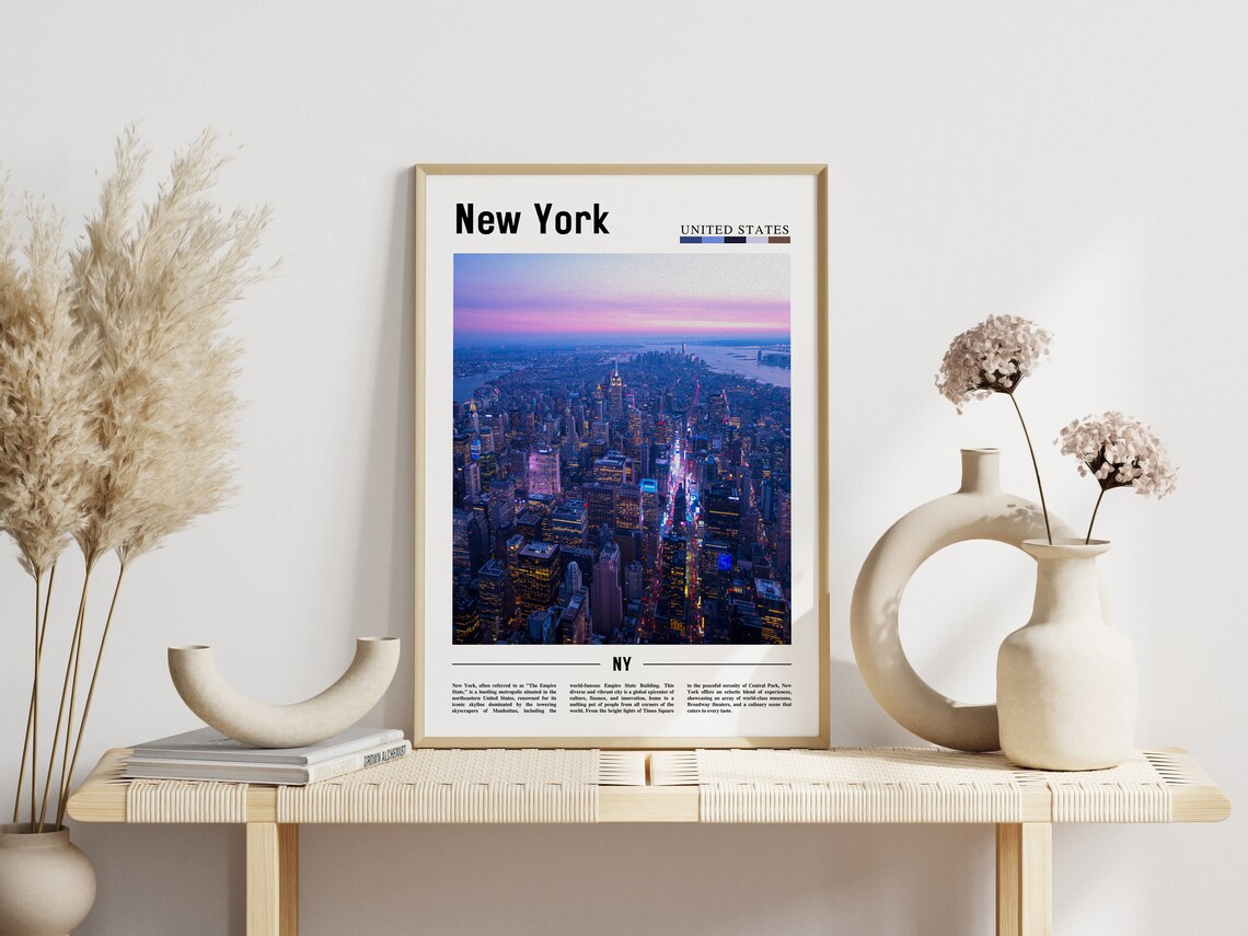 New York City Manhattan Skyline at Twilight Aerial Photo Poster - Image 3